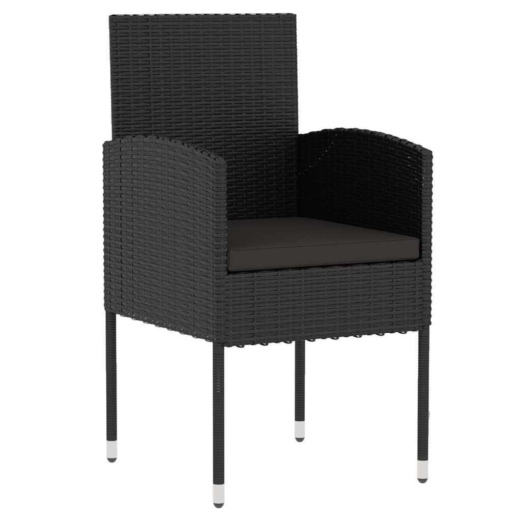 vidaXL 3-delige Tuinset poly rattan zwart