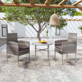 vidaXL 3-delige Tuinset poly rattan zwart