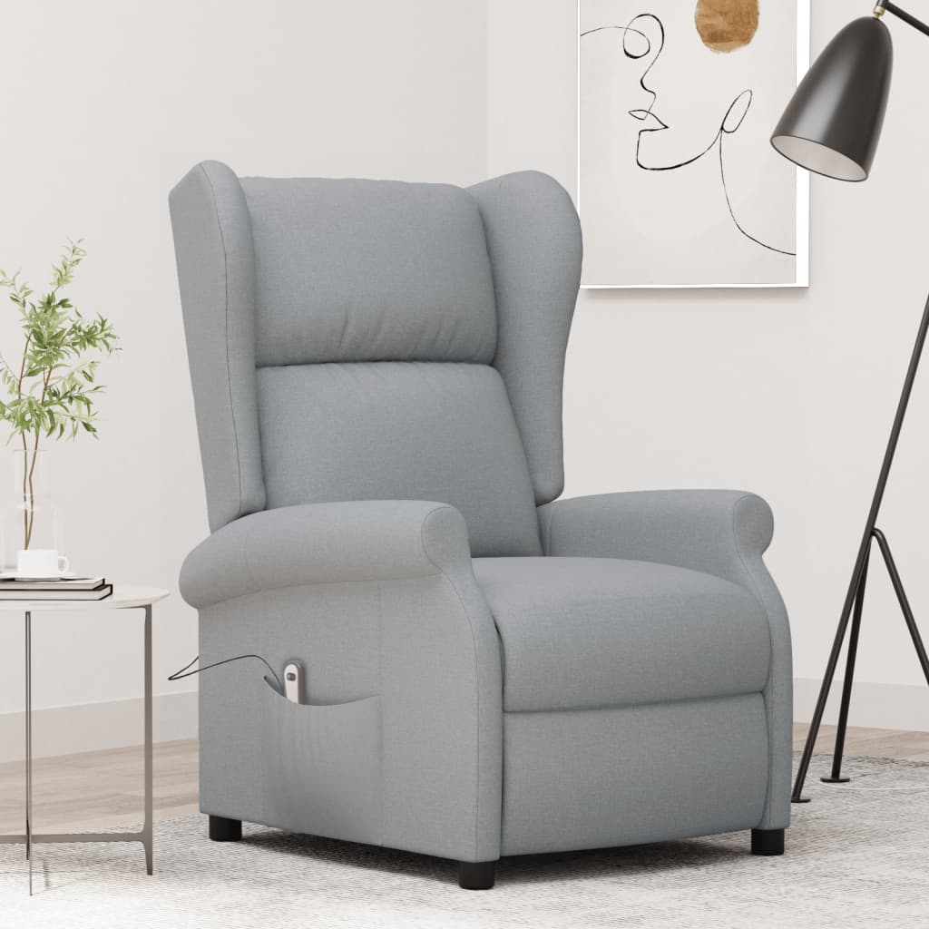 vidaXL Fauteuil elektrisch verstelbaar stof lichtgrijs