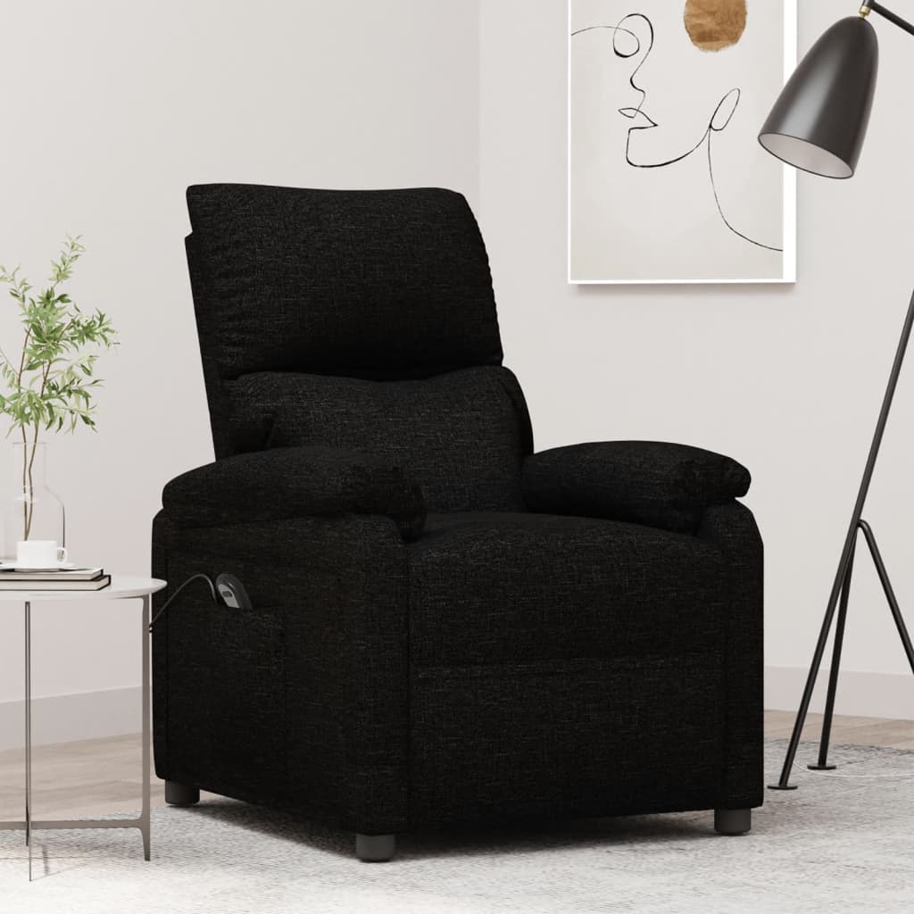 vidaXL Fauteuil verstelbaar elektrisch stof zwart