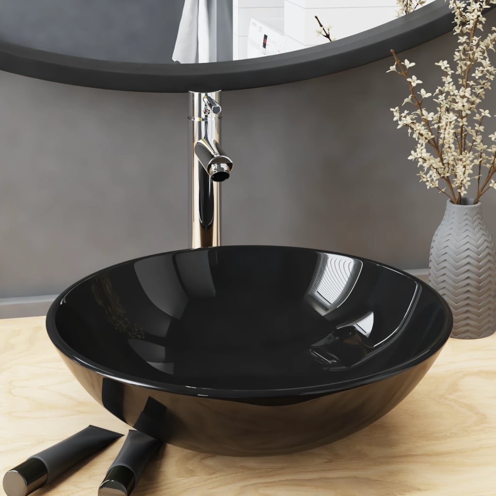 vidaXL Tempered Glass Wash Basin 42 cm Transparent
