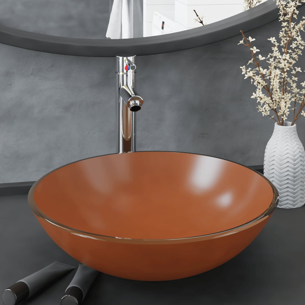 vidaXL Tempered Glass Wash Basin 42 cm Transparent