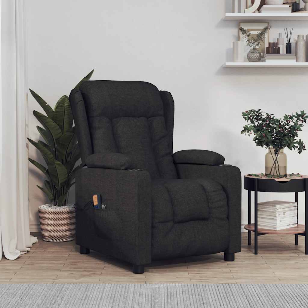 vidaXL Massagestoel elektrisch stof lichtgrijs