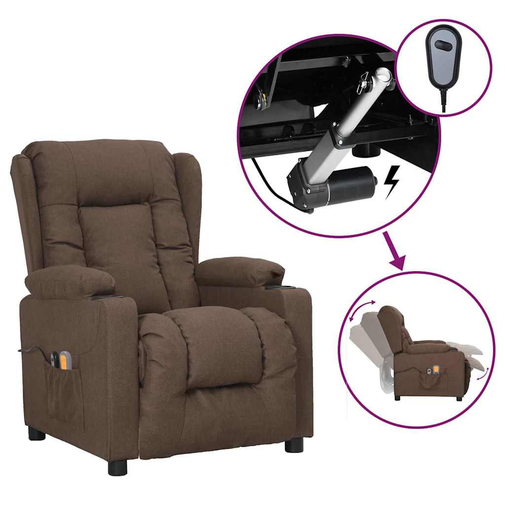 vidaXL Massagestoel elektrisch stof lichtgrijs