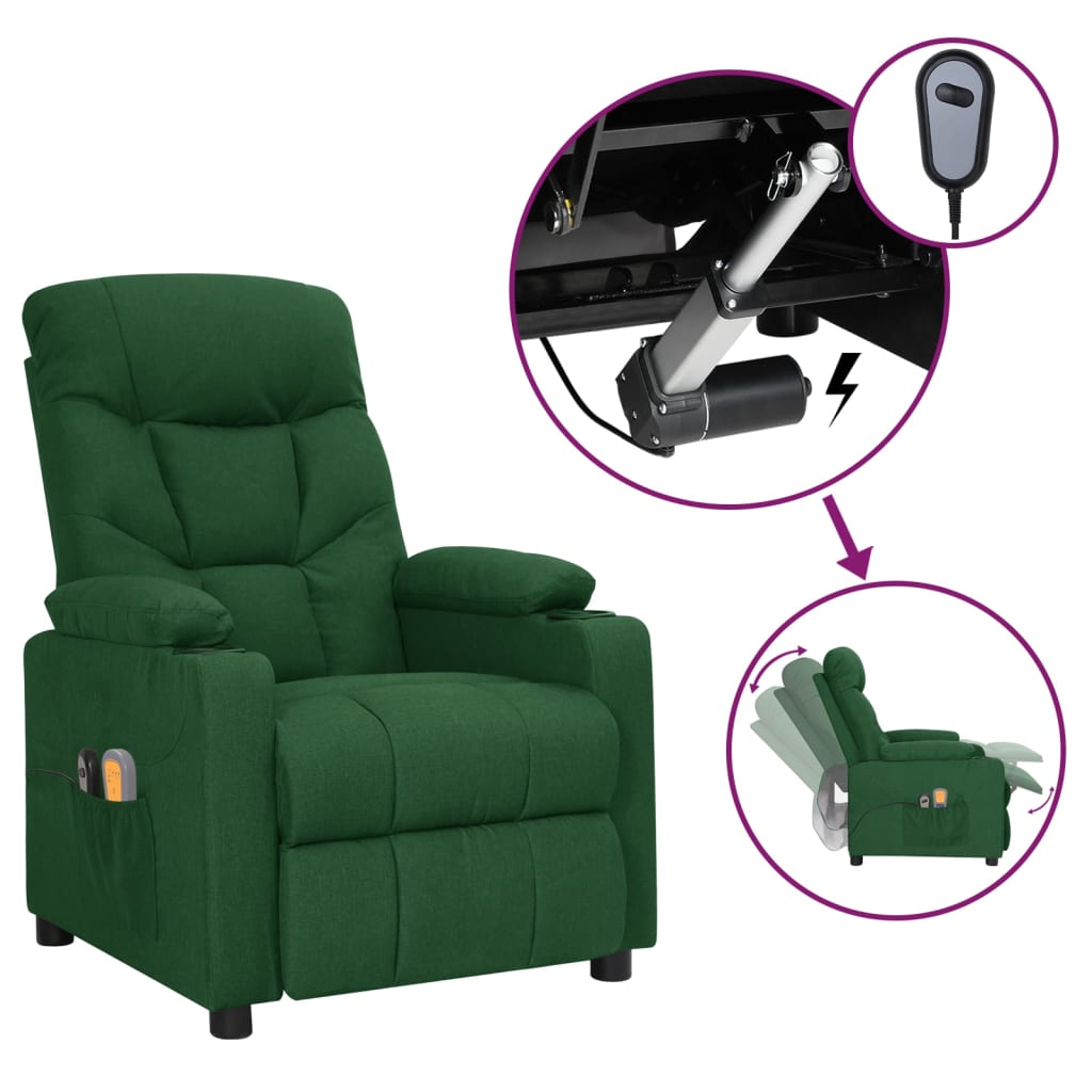 vidaXL Massagestoel elektrisch stof lichtgrijs