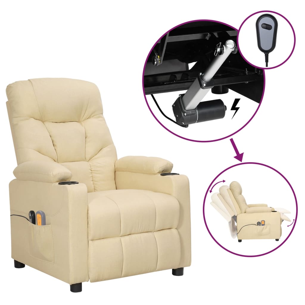 vidaXL Massagestoel elektrisch stof lichtgrijs
