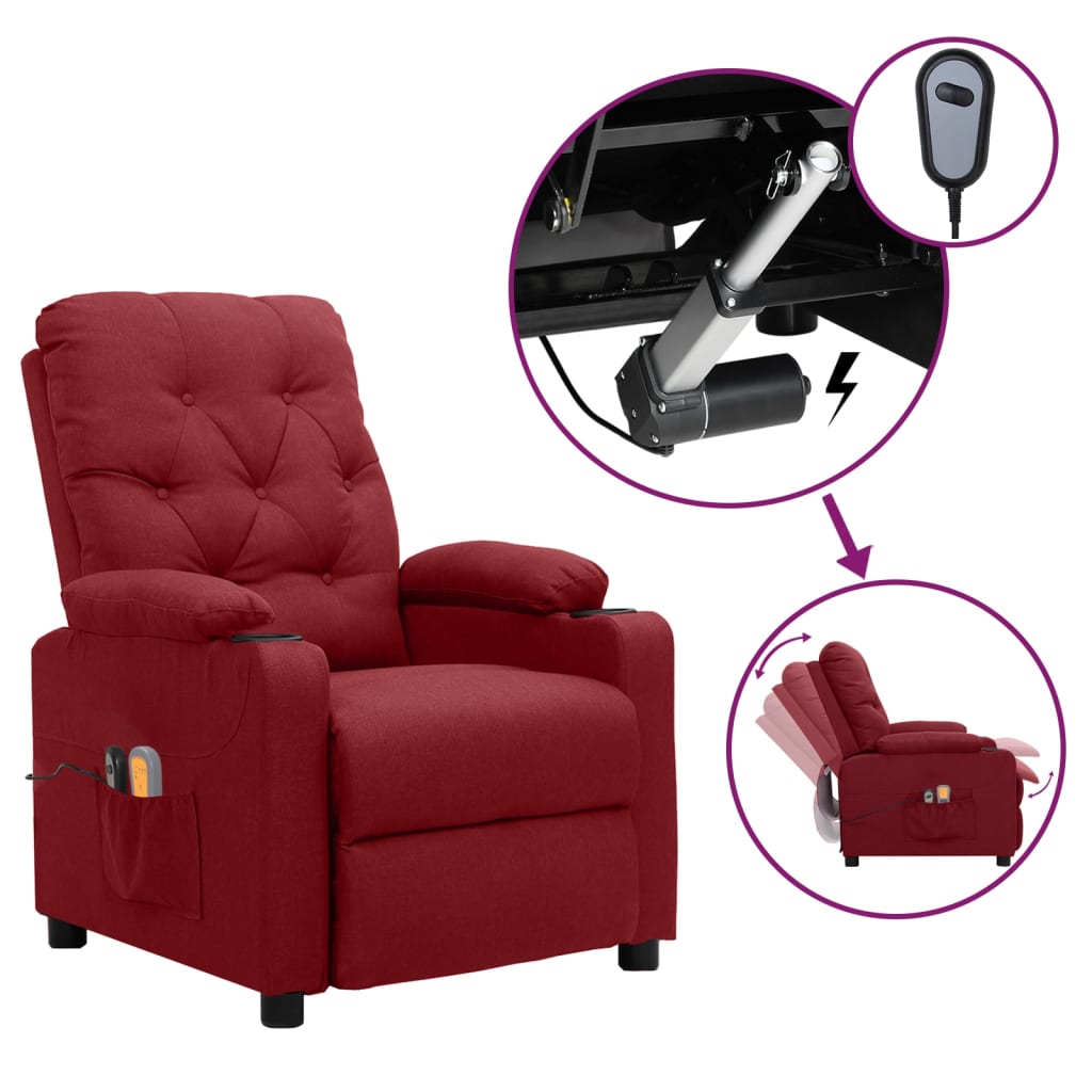 vidaXL Massagestoel elektrisch stof lichtgrijs