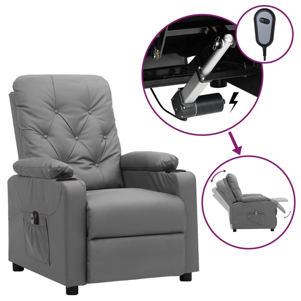 vidaXL Fauteuil elektrisch verstelbaar kunstleer zwart