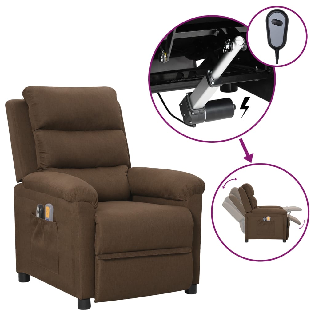 vidaXL Massagestoel elektrisch stof lichtgrijs