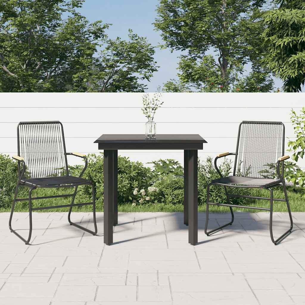 vidaXL 3-delige Tuinset PVC-rattan zwart