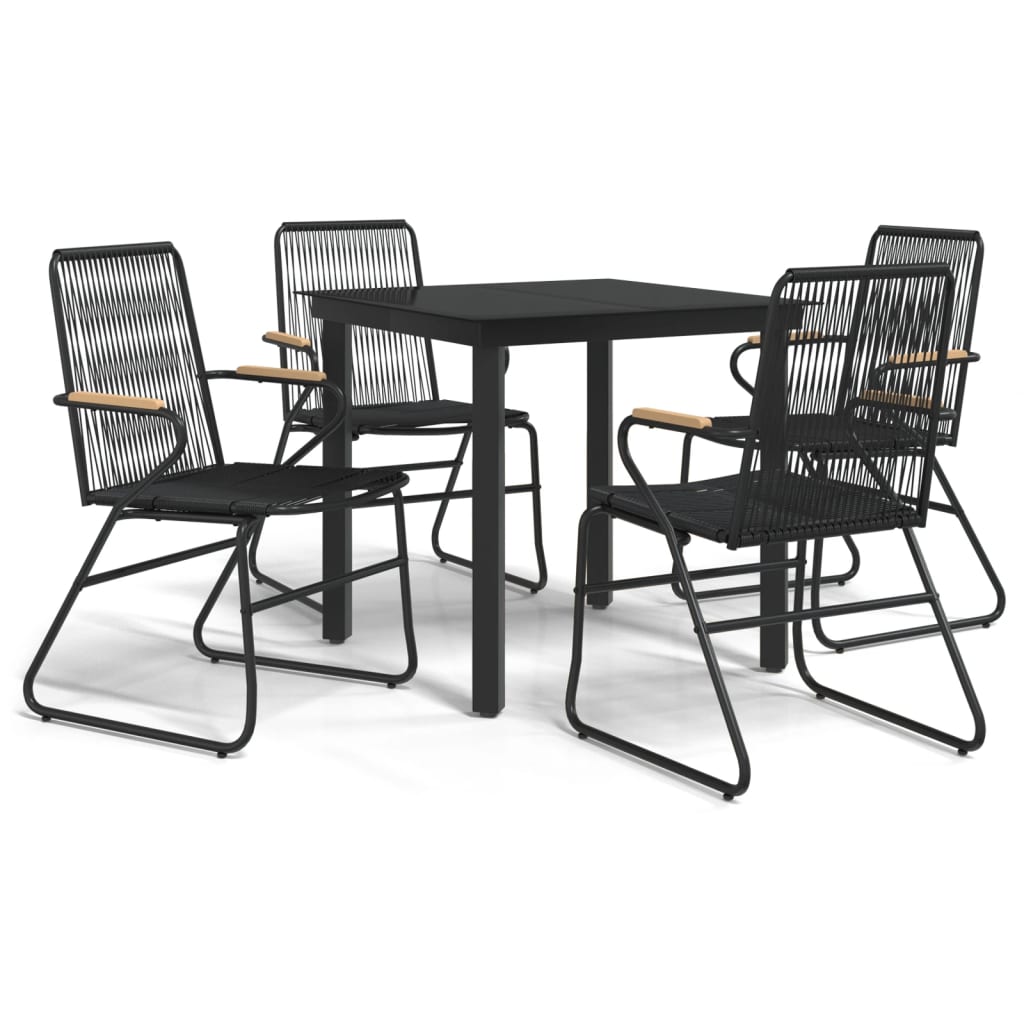 vidaXL 3-delige Tuinset PVC-rattan zwart