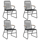 vidaXL 3-delige Tuinset PVC-rattan zwart