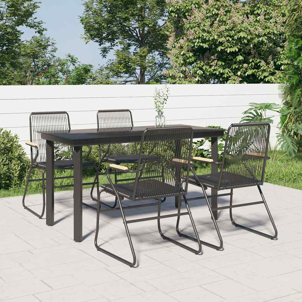 vidaXL 3-delige Tuinset PVC-rattan zwart