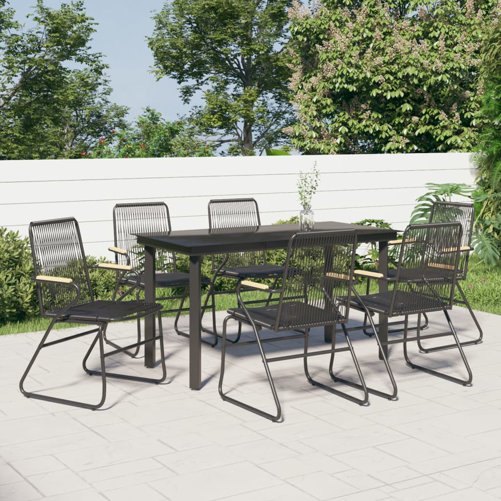 vidaXL 3-delige Tuinset PVC-rattan zwart