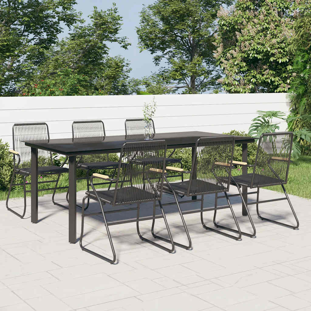 vidaXL 3-delige Tuinset PVC-rattan zwart