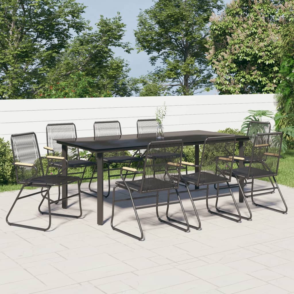 vidaXL 3-delige Tuinset PVC-rattan zwart
