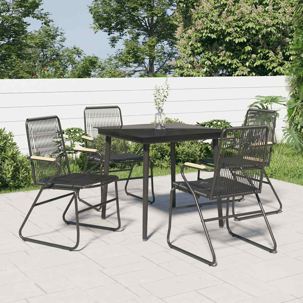 vidaXL 3-delige Tuinset PVC-rattan zwart