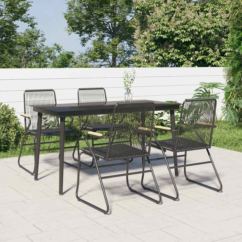 vidaXL 3-delige Tuinset PVC-rattan zwart