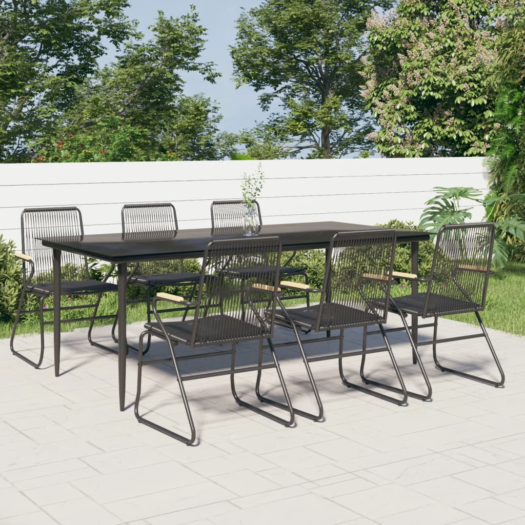 vidaXL 3-delige Tuinset PVC-rattan zwart