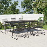 vidaXL 3-delige Tuinset PVC-rattan zwart