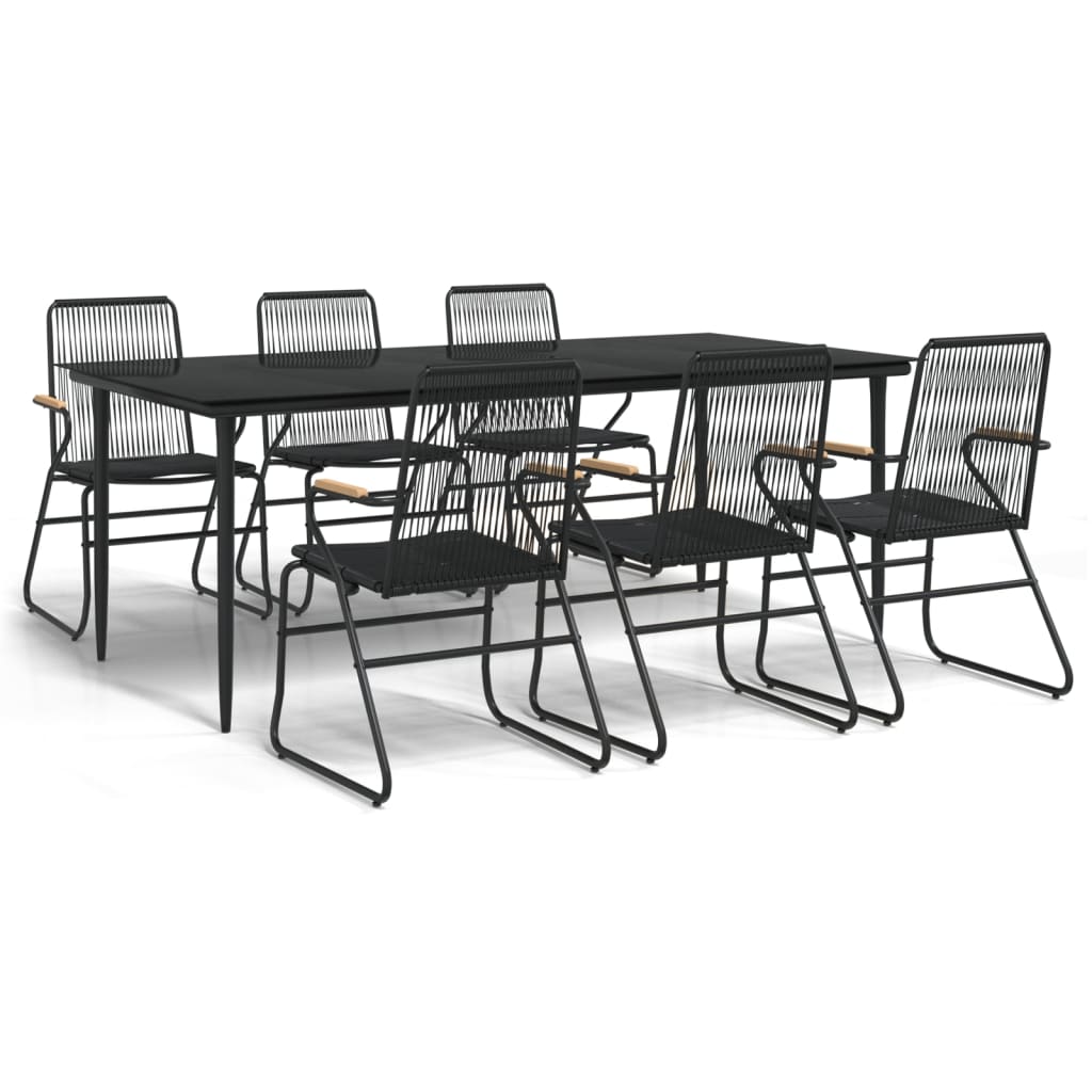 vidaXL 3-delige Tuinset PVC-rattan zwart