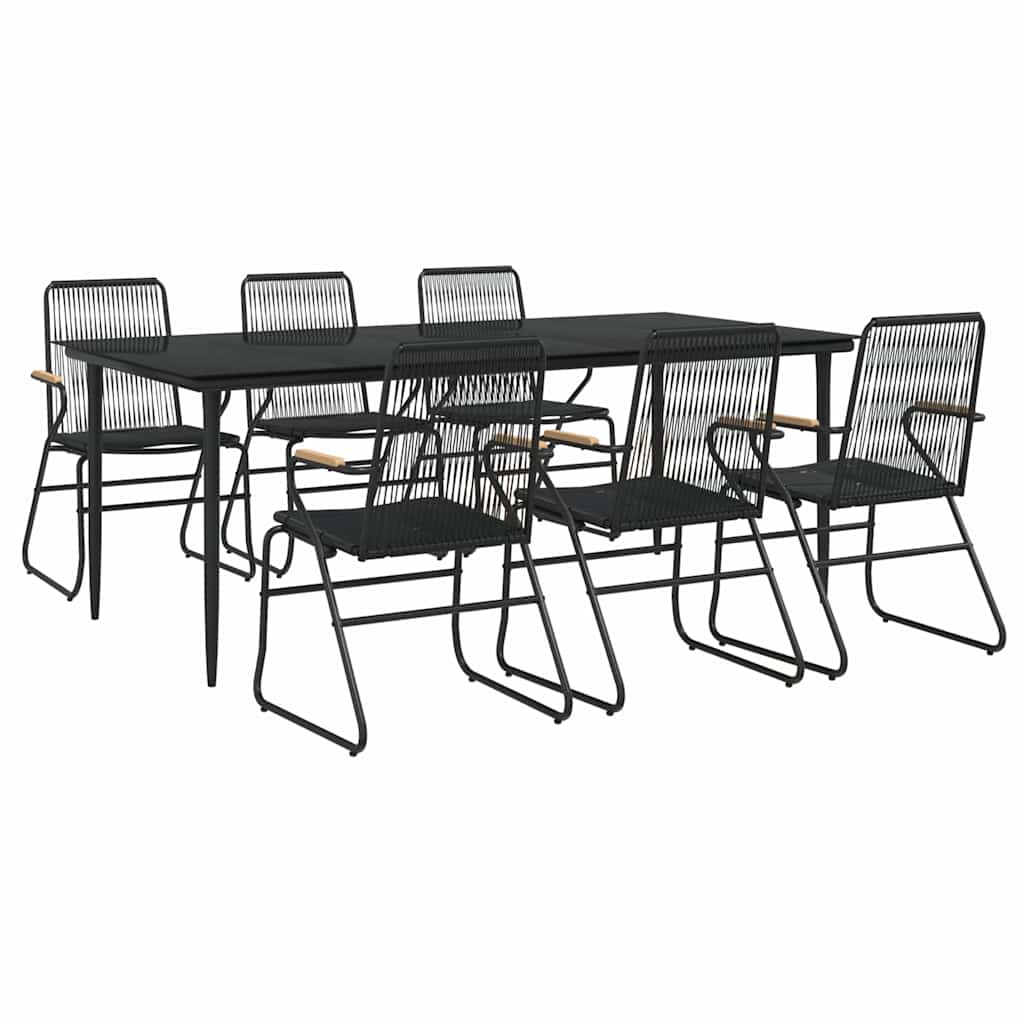 vidaXL 3-delige Tuinset PVC-rattan zwart