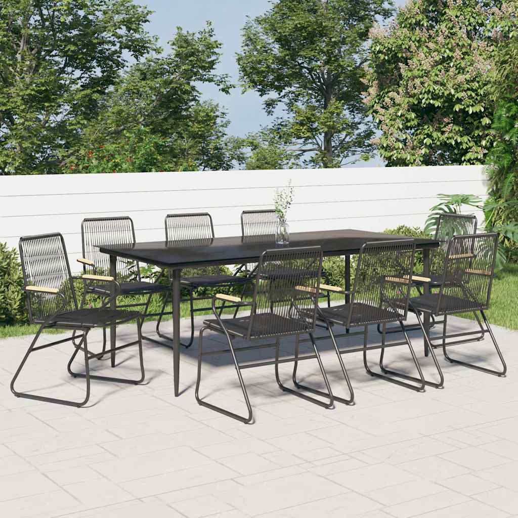 vidaXL 3-delige Tuinset PVC-rattan zwart
