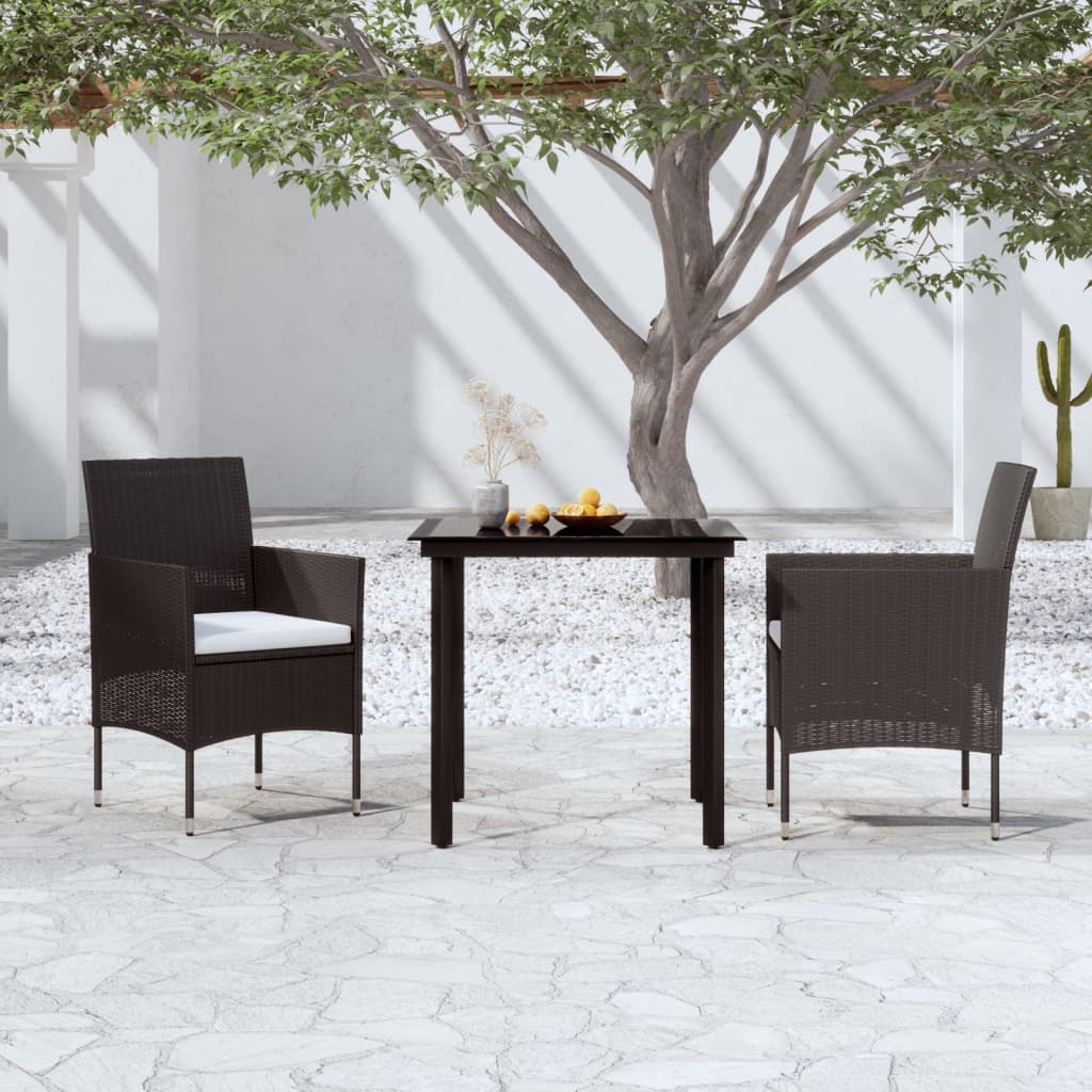 vidaXL 3-Piece Garden Lounge Set with Cushions Black