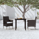 vidaXL 3-Piece Garden Lounge Set with Cushions Black