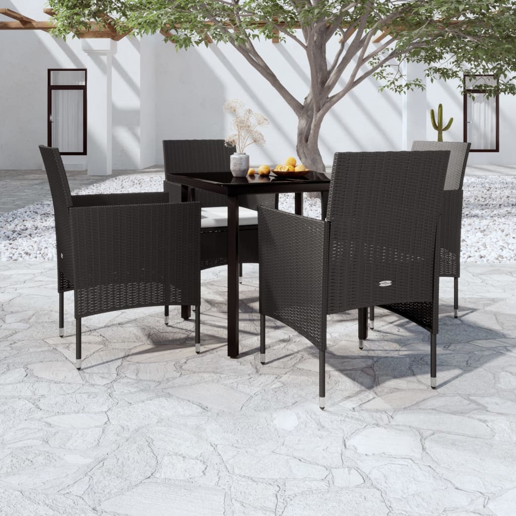 vidaXL 3-Piece Garden Lounge Set with Cushions Black
