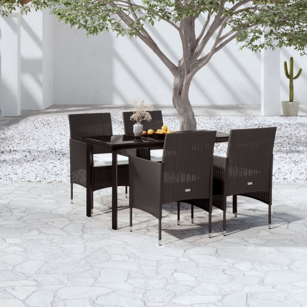 vidaXL 3-Piece Garden Lounge Set with Cushions Black