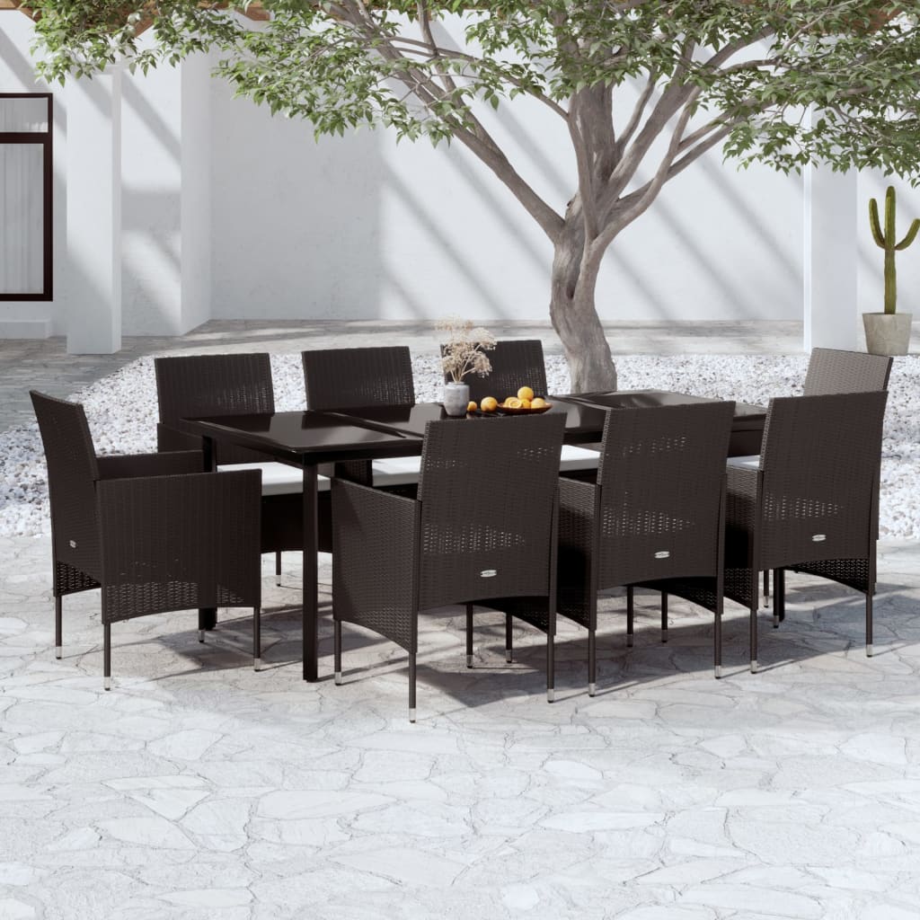 vidaXL 3-Piece Garden Lounge Set with Cushions Black