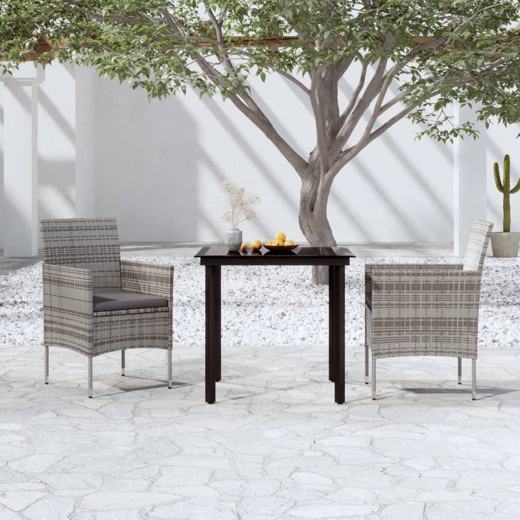 vidaXL 3-Piece Garden Lounge Set with Cushions Black