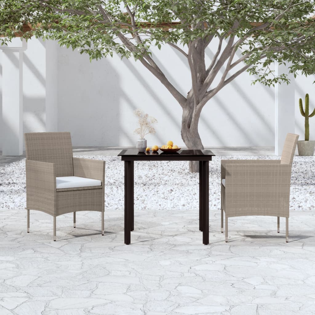 vidaXL 3-Piece Garden Lounge Set with Cushions Black