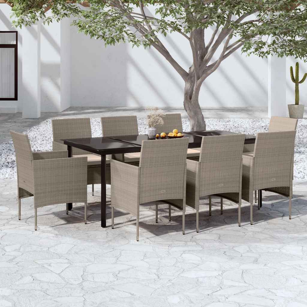 vidaXL 3-Piece Garden Lounge Set with Cushions Black