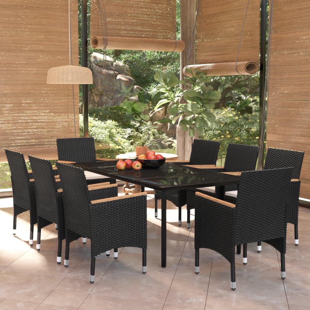 vidaXL 3-Piece Garden Lounge Set with Cushions Black