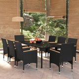 vidaXL 3-Piece Garden Lounge Set with Cushions Black