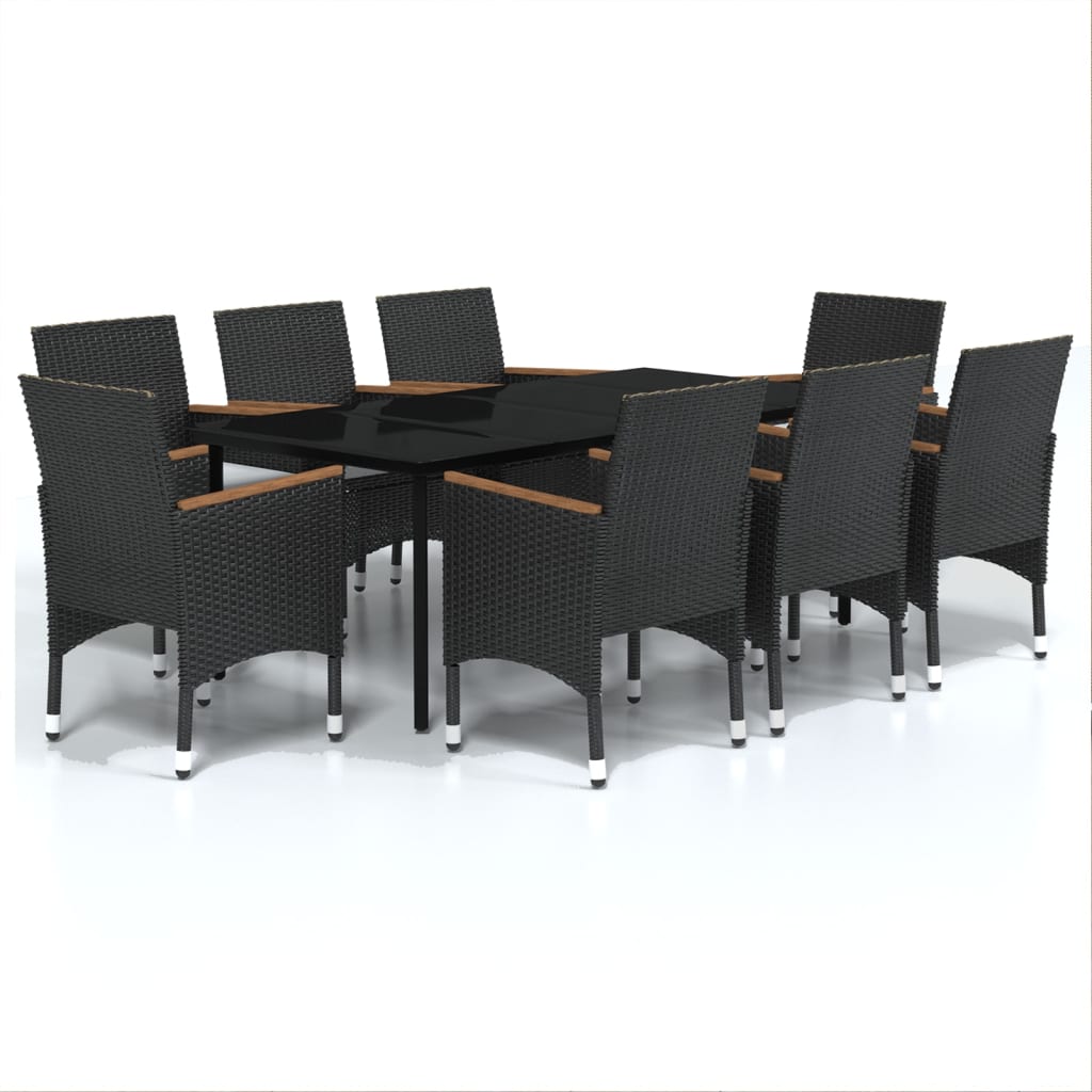 vidaXL 3-Piece Garden Lounge Set with Cushions Black