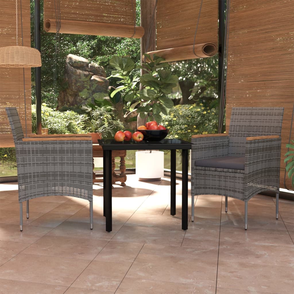 vidaXL 3-Piece Garden Lounge Set with Cushions Black