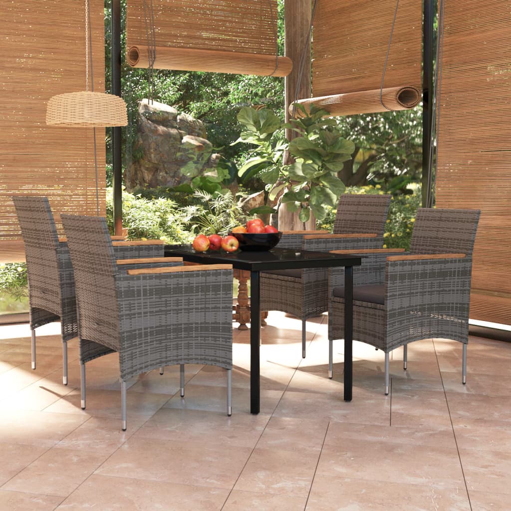 vidaXL 3-Piece Garden Lounge Set with Cushions Black