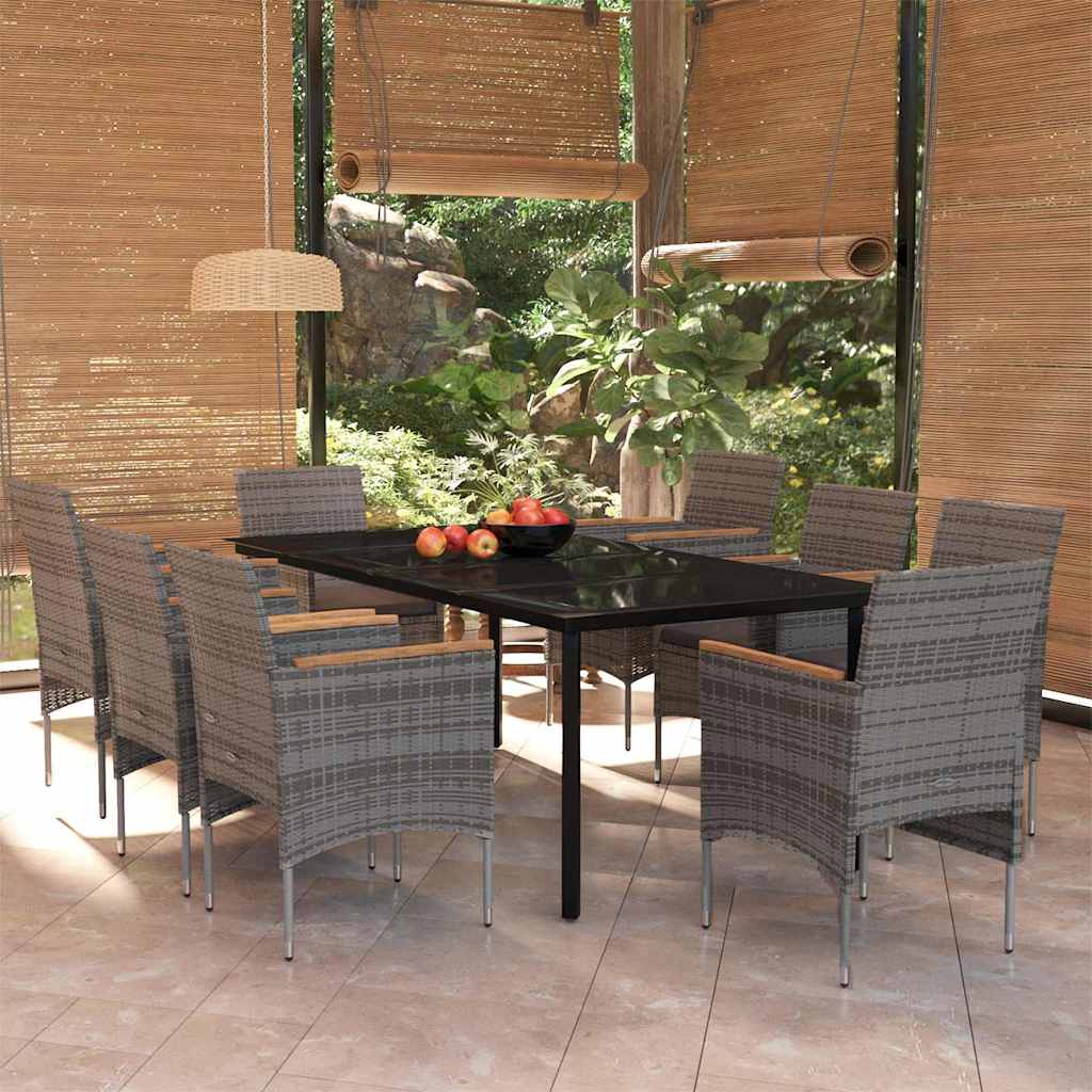 vidaXL 3-Piece Garden Lounge Set with Cushions Black