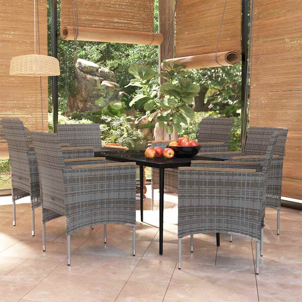 vidaXL 3-delige Tuinset met kussens zwart