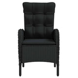 vidaXL 3-delige Tuinset met kussens zwart