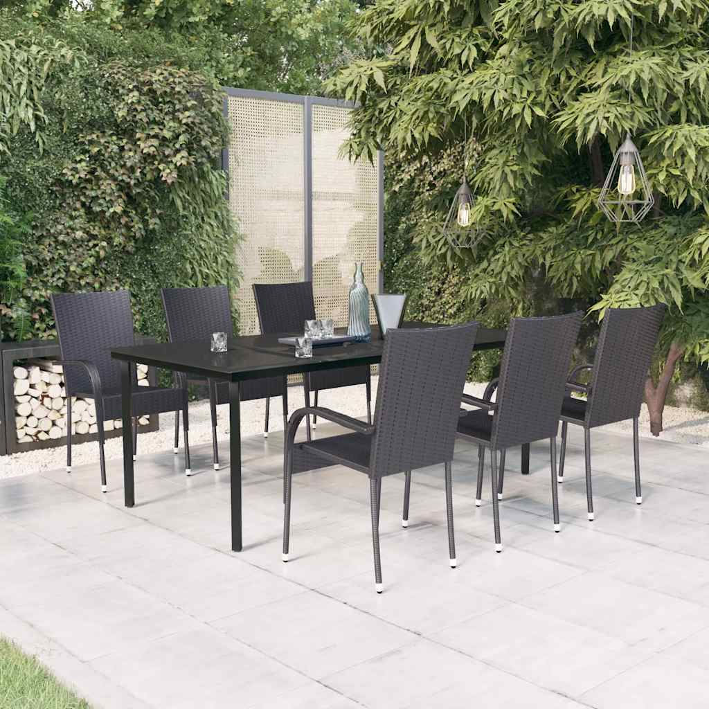 vidaXL 3-Piece Garden Dining Set Black