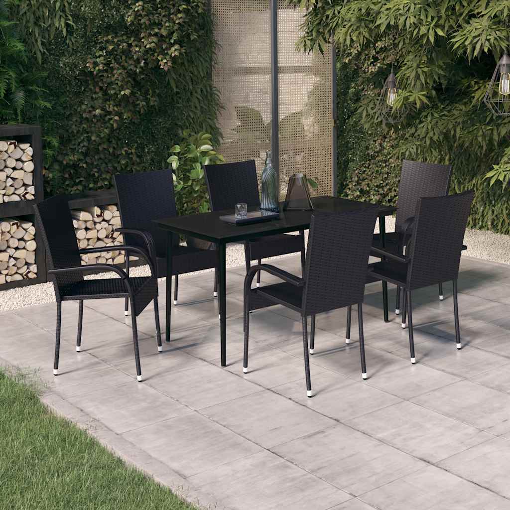 vidaXL 3-Piece Garden Dining Set Black