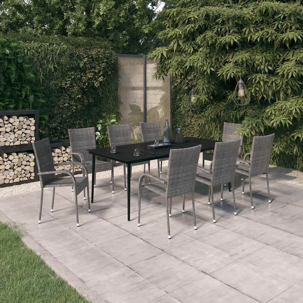 vidaXL 3-Piece Garden Dining Set Black