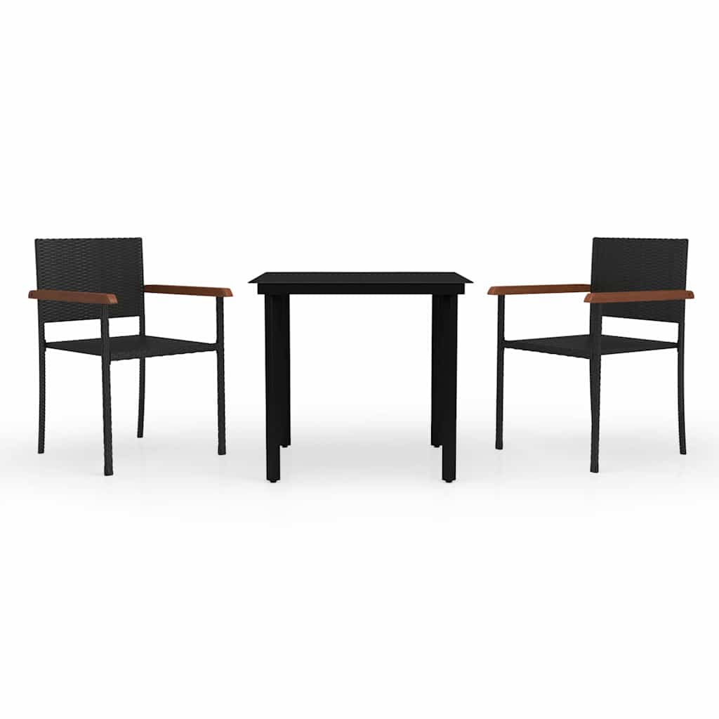 vidaXL 3-delige Tuinset zwart