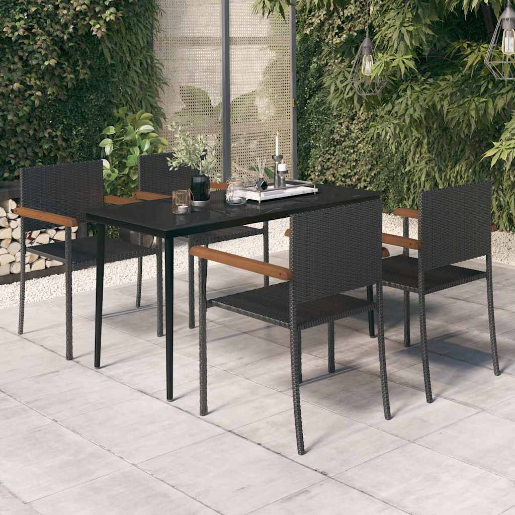 vidaXL 3-delige Tuinset zwart