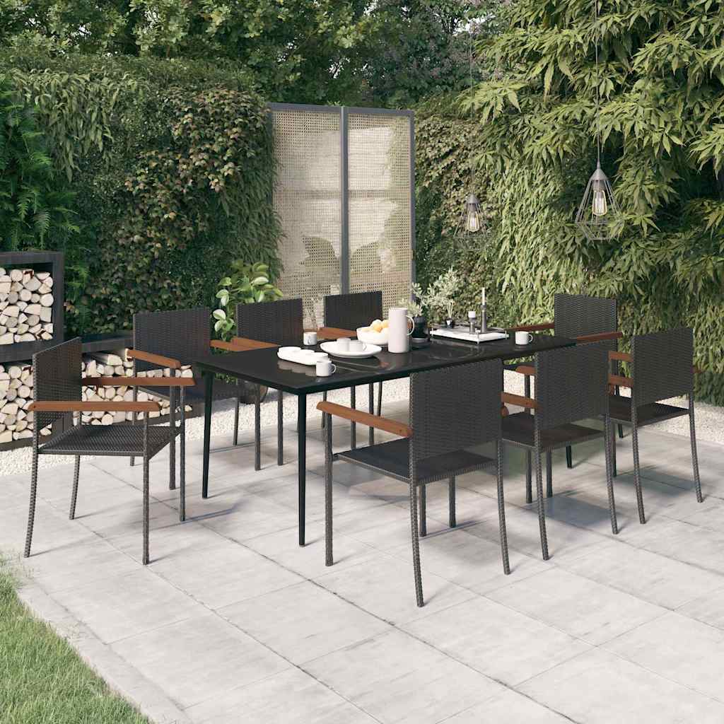 vidaXL 3-delige Tuinset zwart