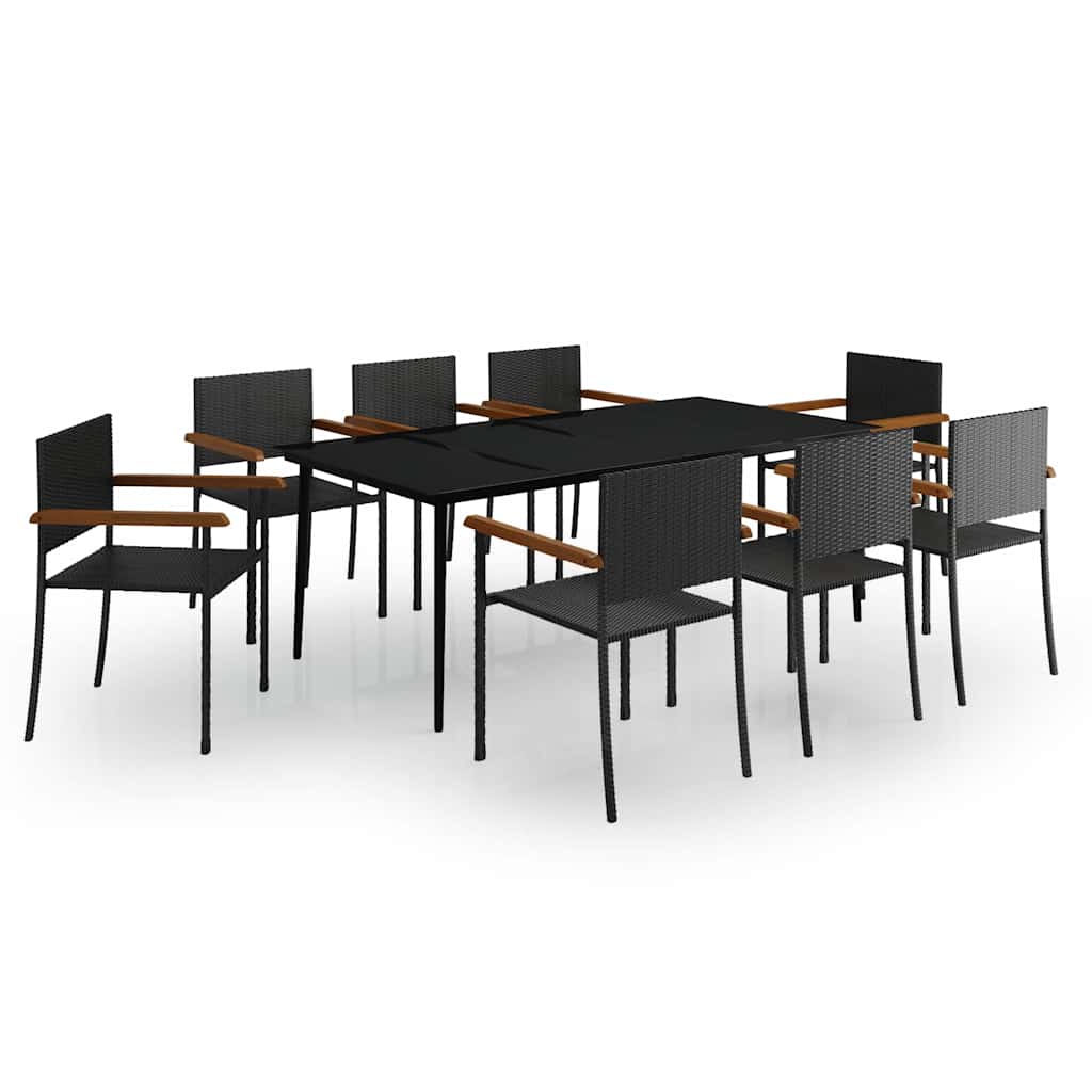 vidaXL 3-delige Tuinset zwart